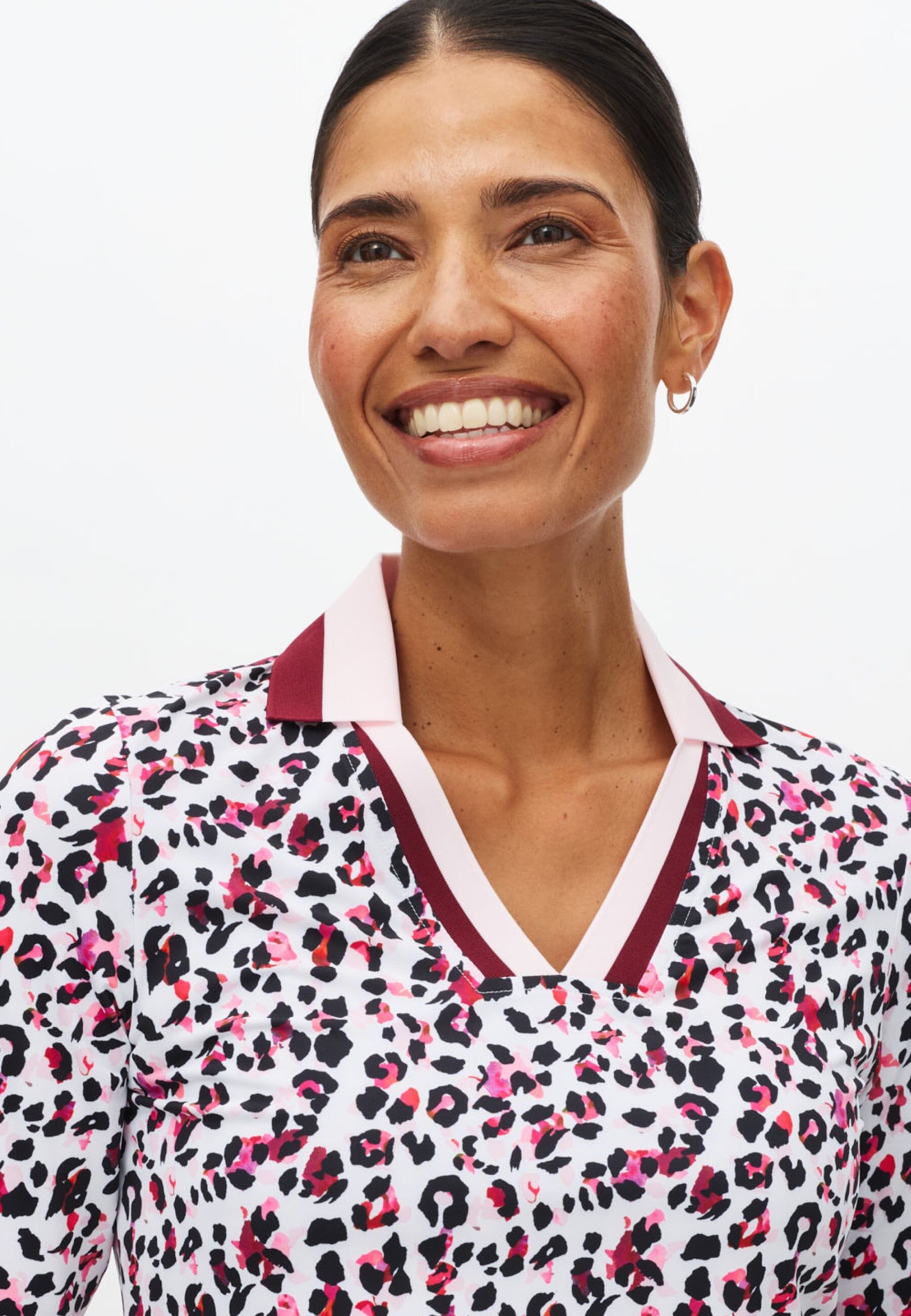 Röhnisch Poloshirt Essential Imprimé léopard rose bordeaux - golfcdepotenter.com