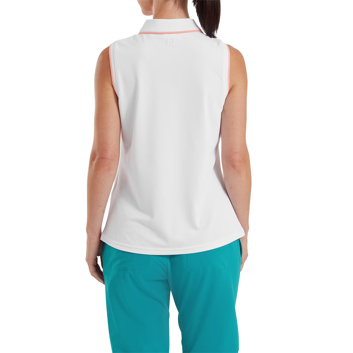 Footjoy Polo Femme sans manche Blanc/Pêche