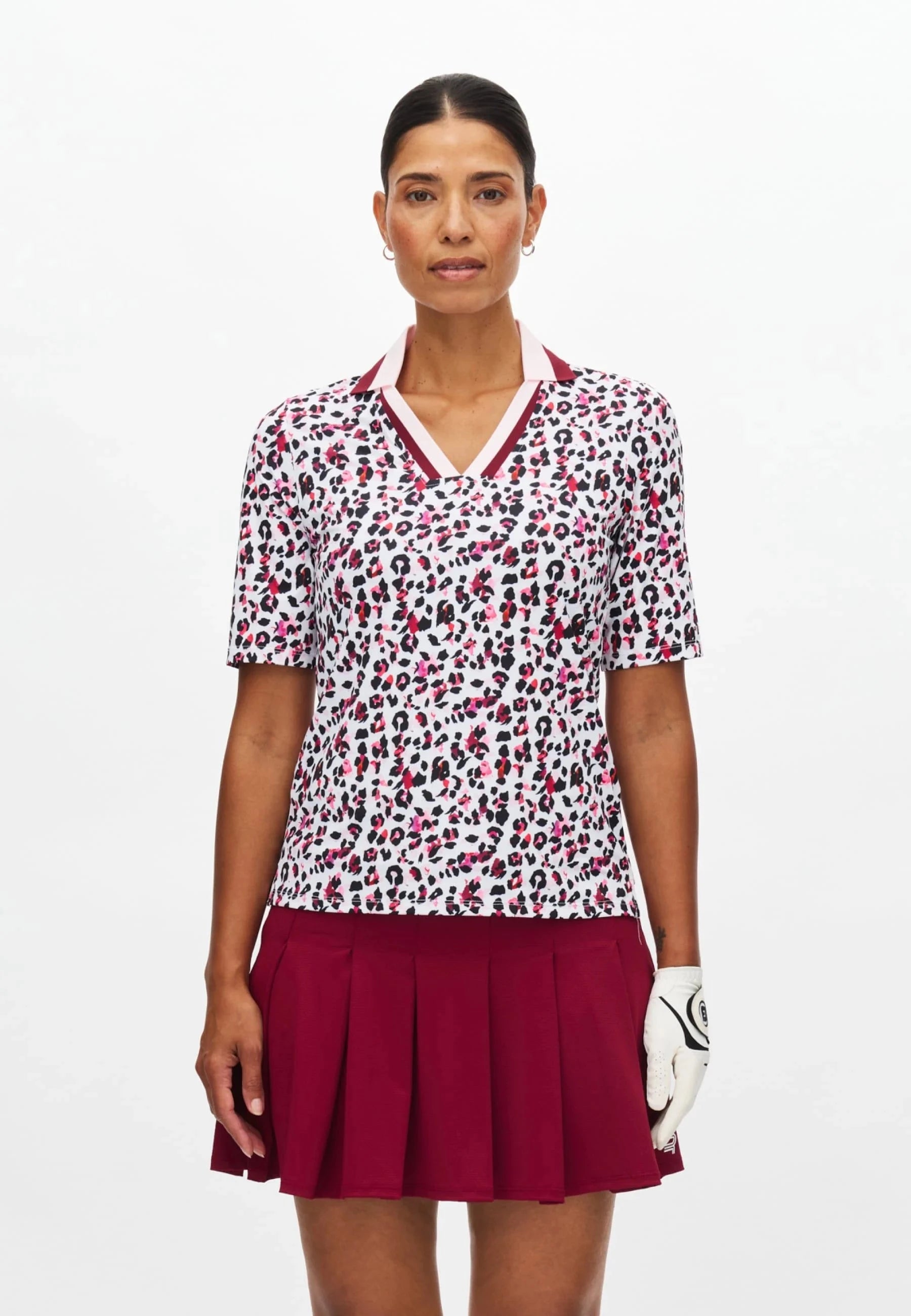 Röhnisch Poloshirt Essential Imprimé léopard rose bordeaux - golfcdepotenter.com