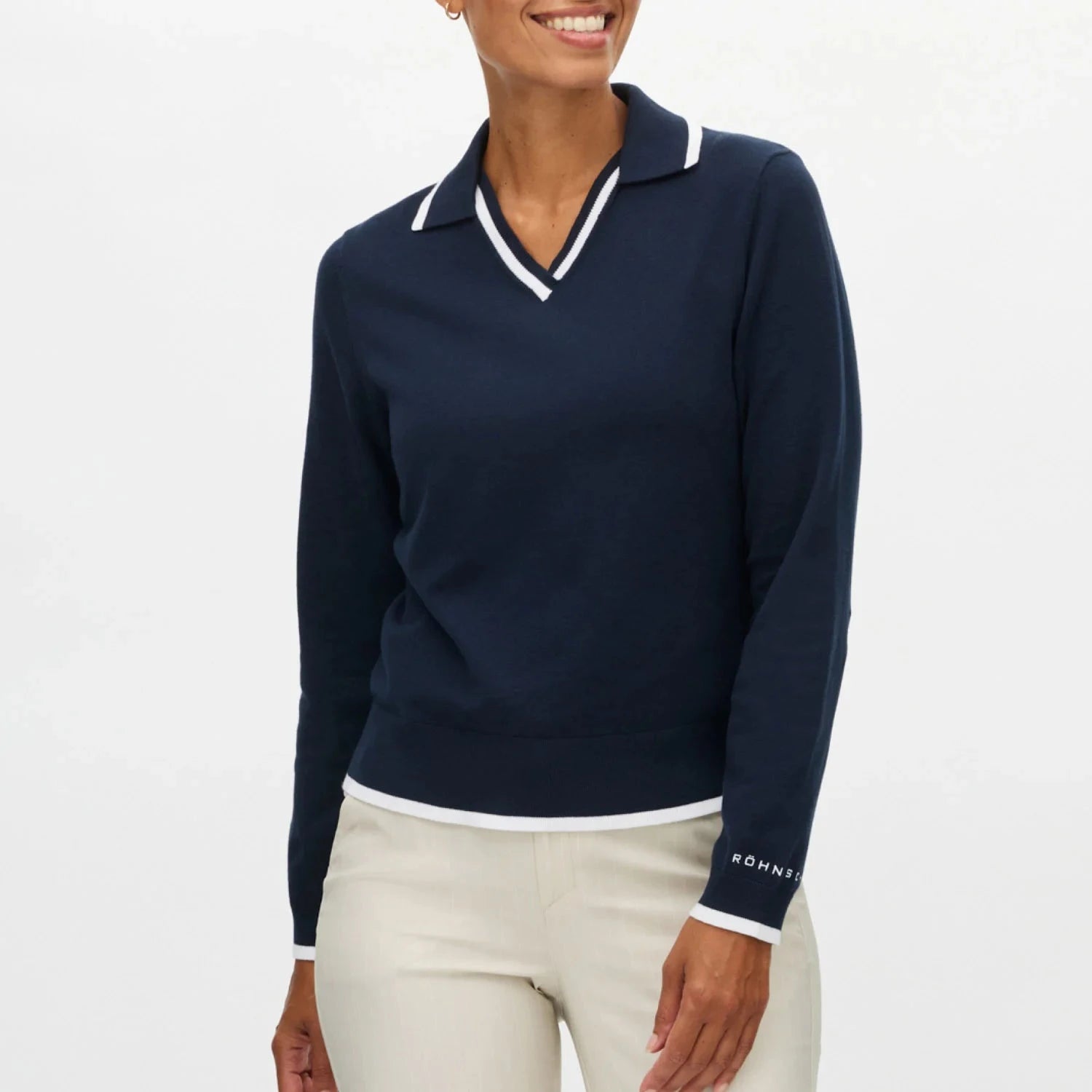 Röhnisch SWING KNITTED Poloshirt en maille Marine/Blanc